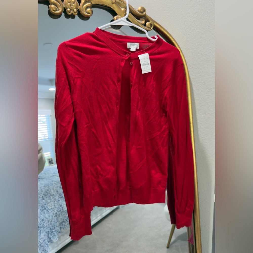 J Crew Lightweight Red Cardigan
